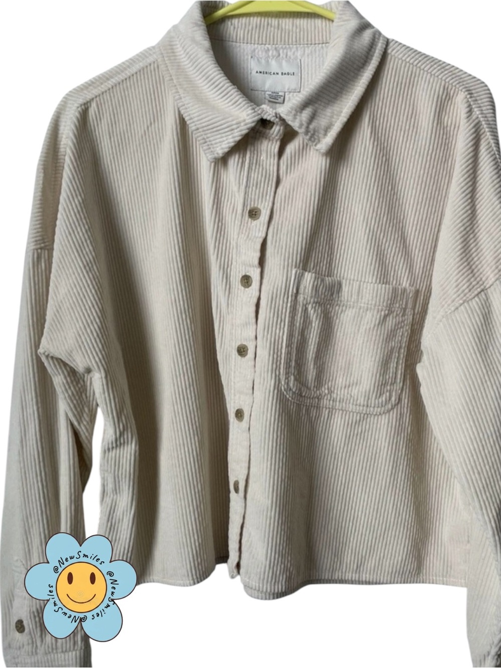 American Eagle ~ Off-White ~ Corduroy Shirt / Jacket / Shacket ~Cropped ~ XXL